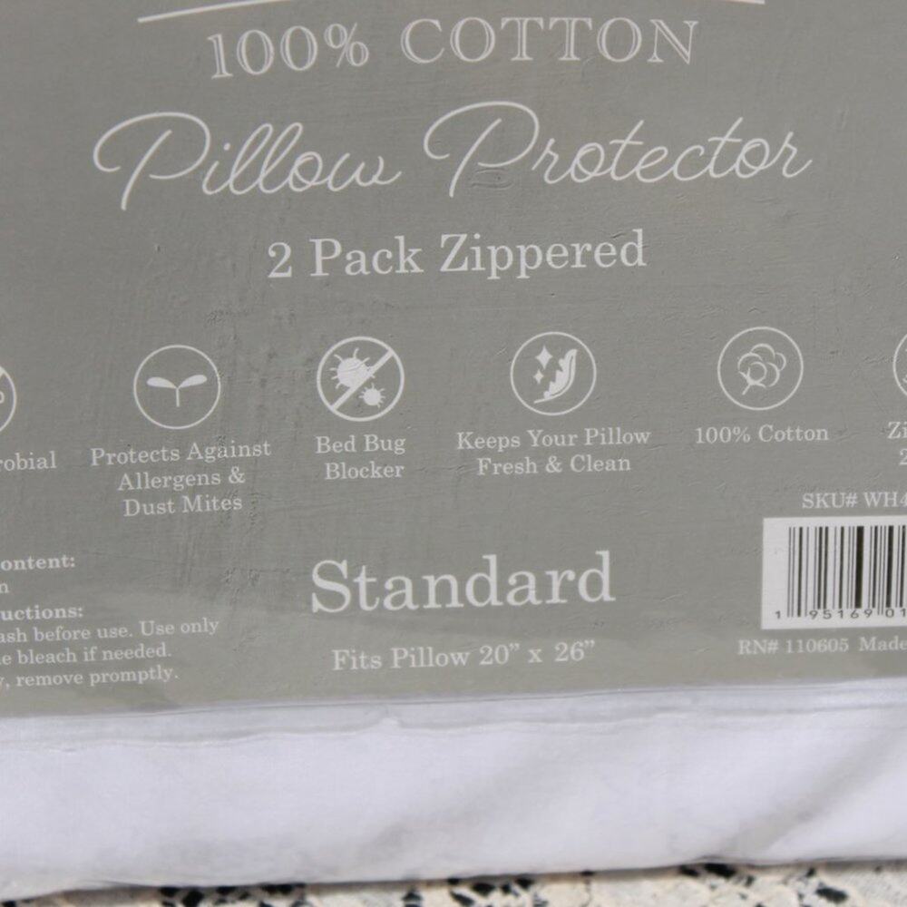 Pillow Protectors Standard Size 2 Pack 100% Cotton 300 Thread Count - Picture 6 of 6